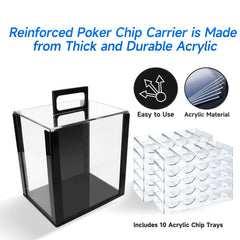 GSE clear-view acrylic case displaying chips during a party