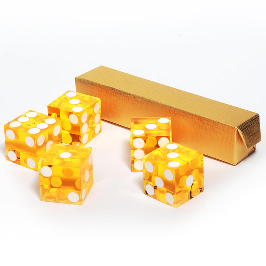 GSE craps dice 19mm razor-edge close-up for authentic casino feel.