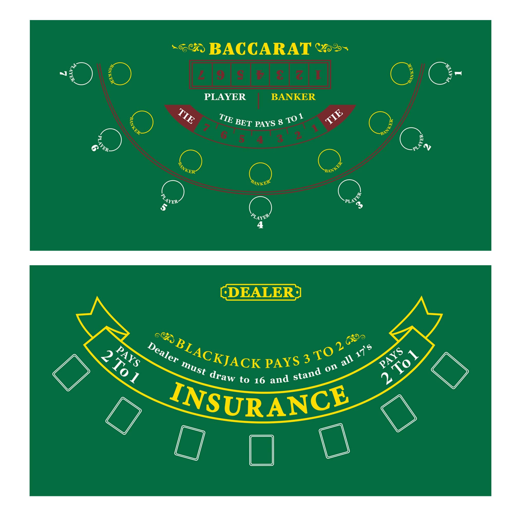 GSE blackjack layout mat on table for authentic casino feel