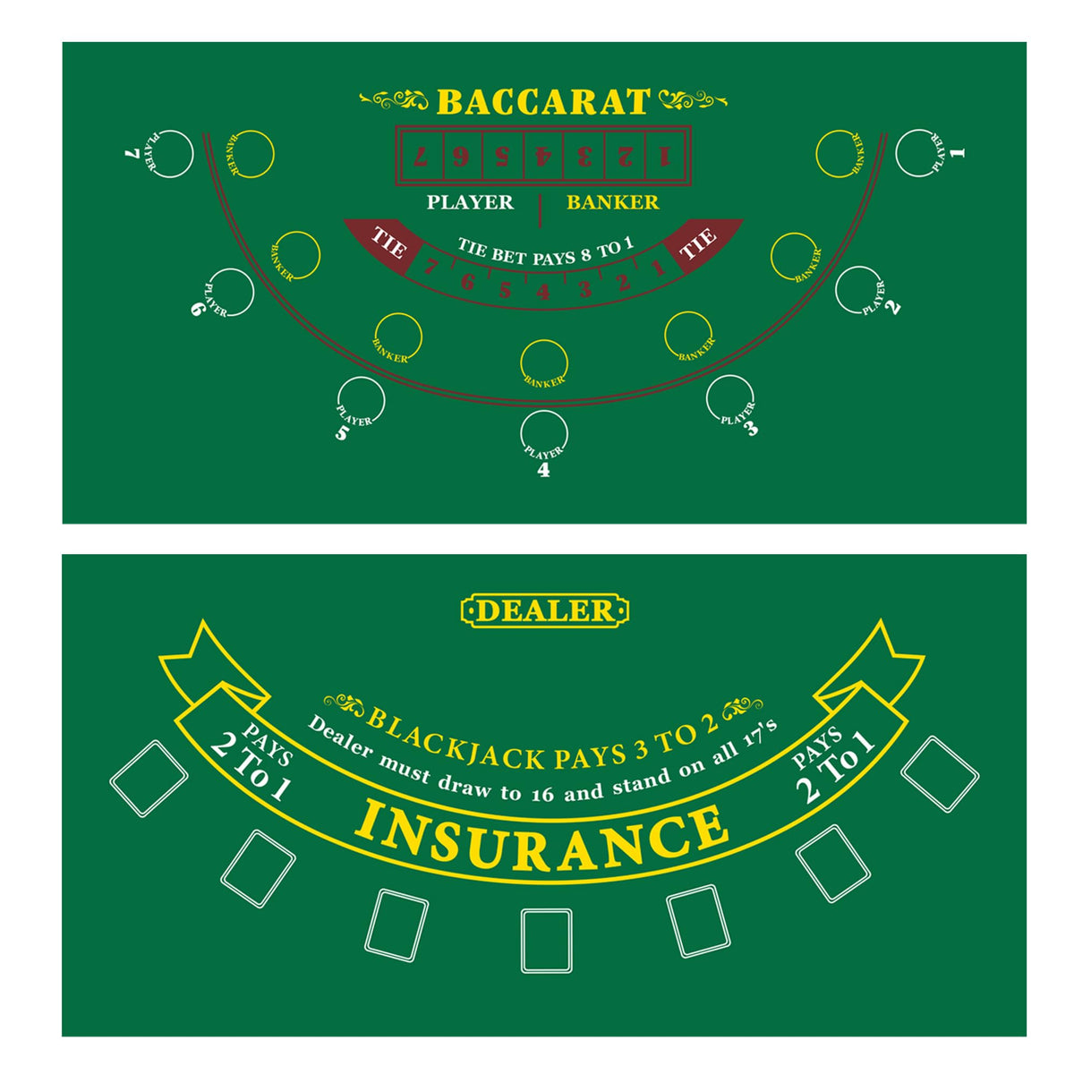 GSE blackjack layout mat on table for authentic casino feel