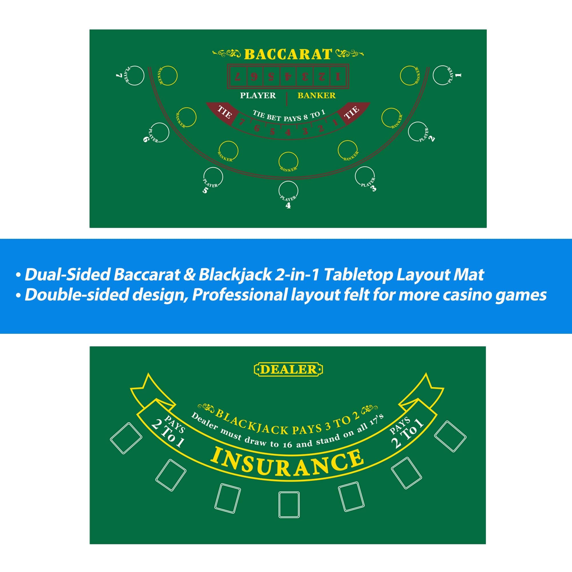 GSE portable casino layout mat unrolled on dining table