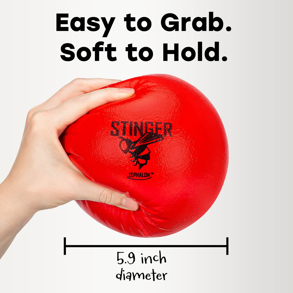 GSM Brands dodgeballs measure 5.9 inches for comfortable throwing by kids and adults.