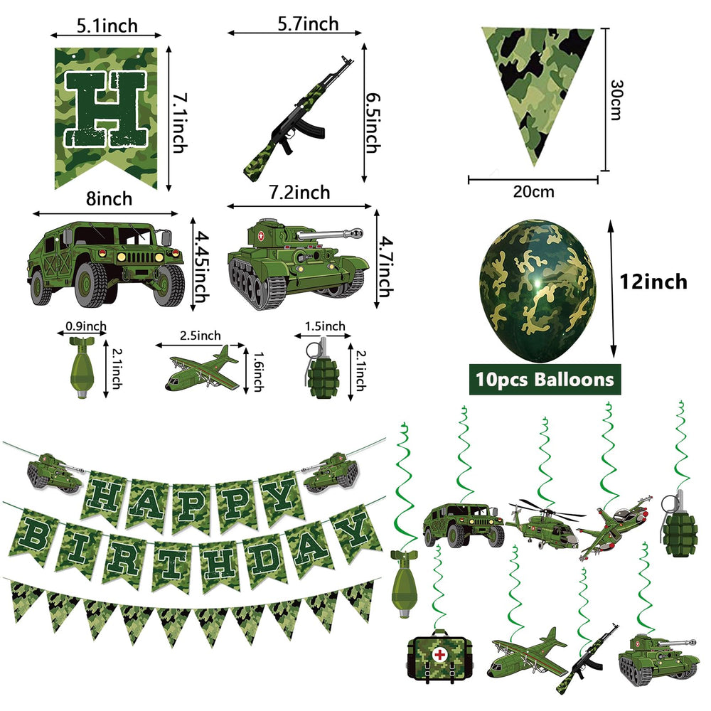 GSYUNZYKJ camouflage banner and balloons help create immersive military vibes.