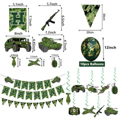 GSYUNZYKJ camouflage banner and balloons help create immersive military vibes.