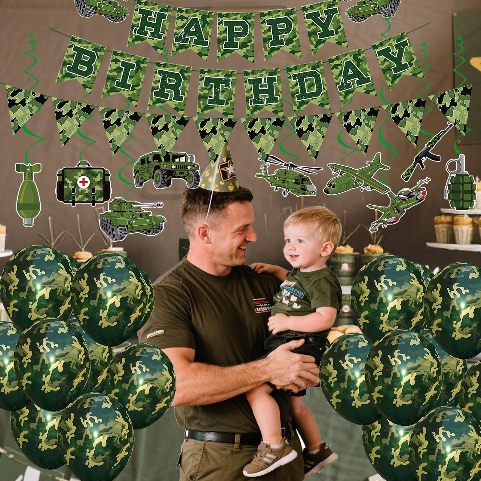 GSYUNZYKJ army-themed set is ideal for fast, cohesive party styling.