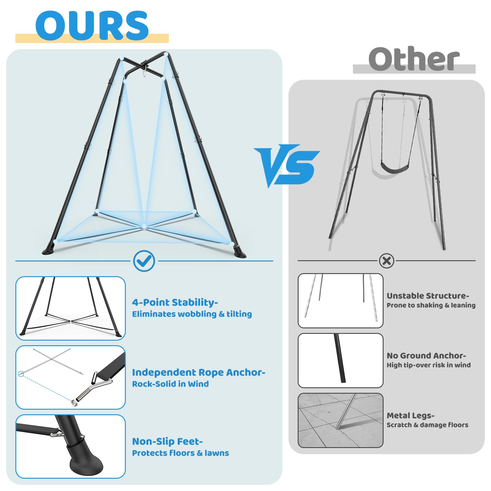 G TALECO GEAR heavy-duty steel frame supports safe indoor or outdoor installation.