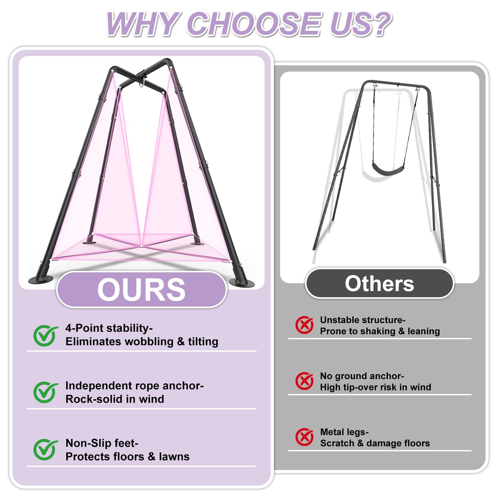 G Taleeco Gear X-shaped base emphasizes stability for outdoor play.