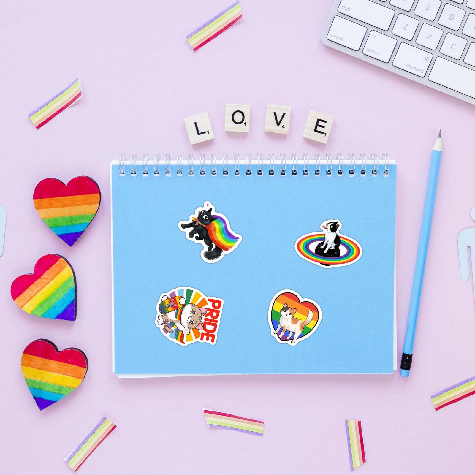 GTOTd LGBTQ rainbow skateboard sticker adds bold, playful texture