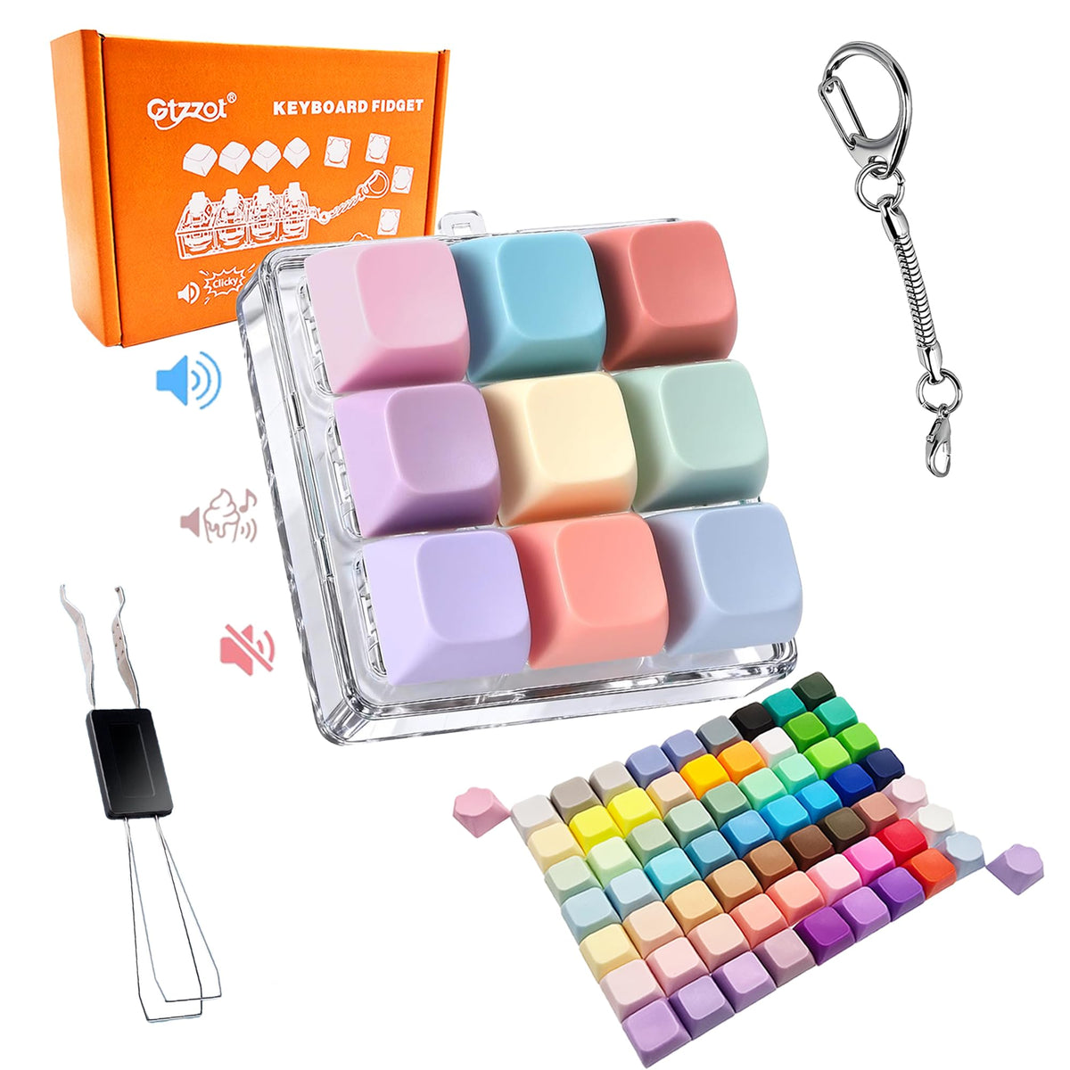 Gtzzot 9-in-1 keyboard fidget toy in gift box for focused work.