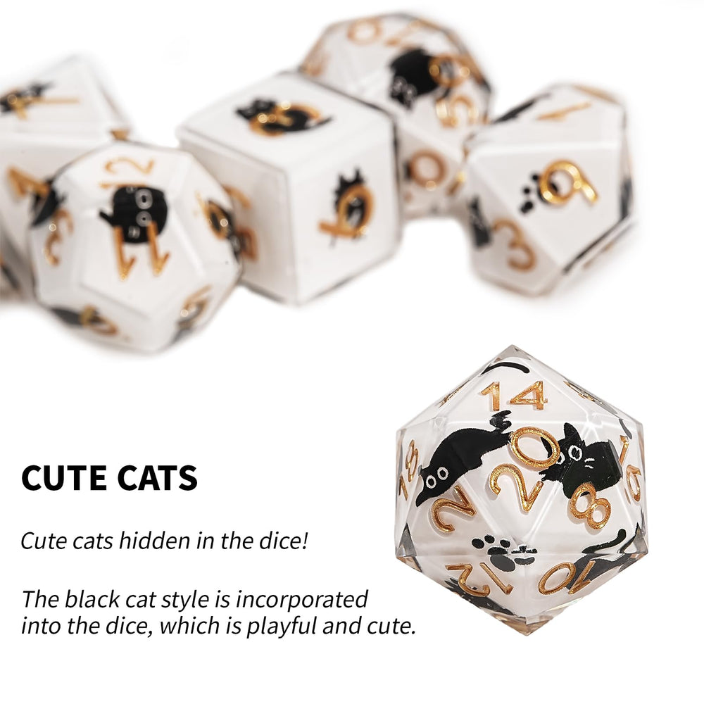 GU BEI TE DND dice D4 cat style resin, easy-to-read numbers