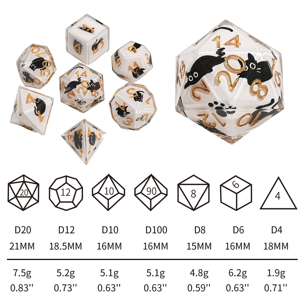 GU BEI TE DND dice D6 cat style resin, bright color and precision