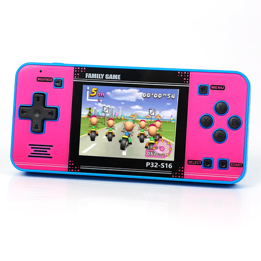 GuaiyeyeAP P32 handheld arcade console with blue-pink body for portable fun