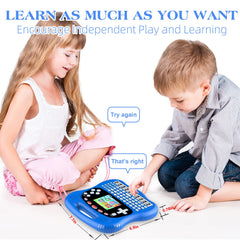 GuaiyeyeAP tablet showing alphabet and word-learning board for phonics practice.