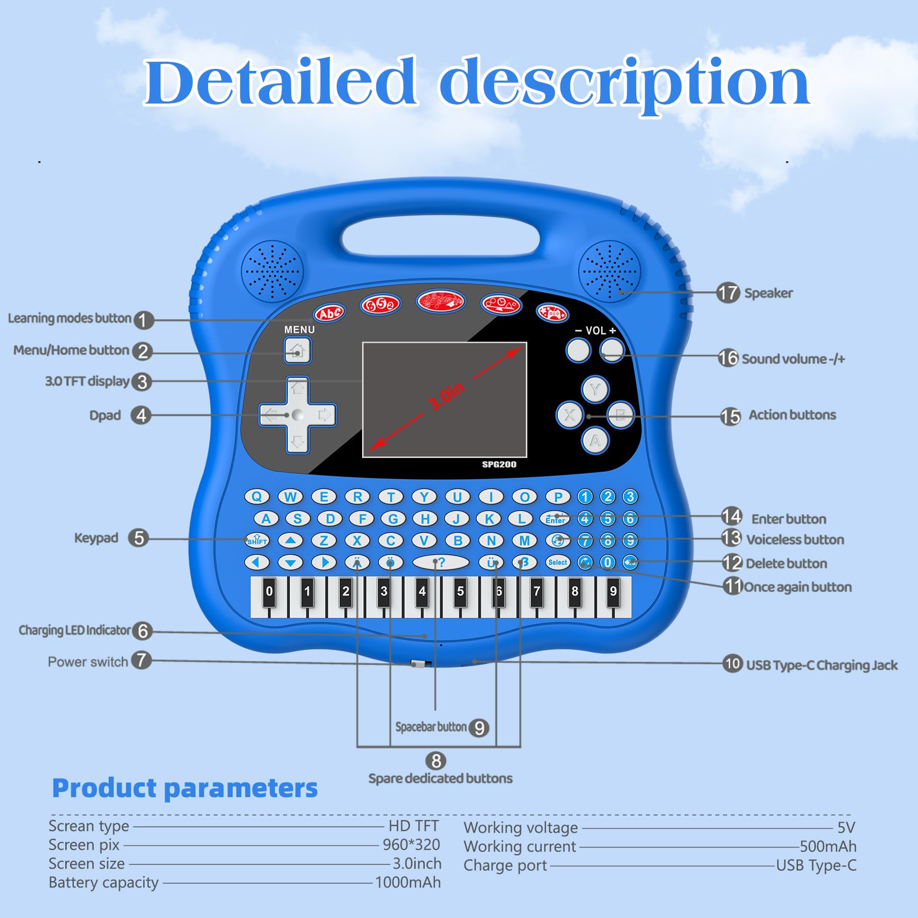 GuaiyeyeAP educational tablet with music and drawing activities to inspire creativity.