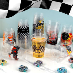 GuassLee Durable cups enhance a cohesive race-themed table setting