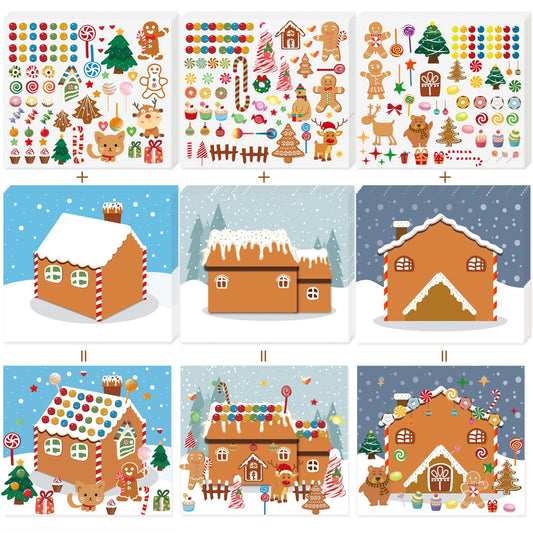 GuassLee gingerbread house stickers set with colorful patterns for festive art projects.