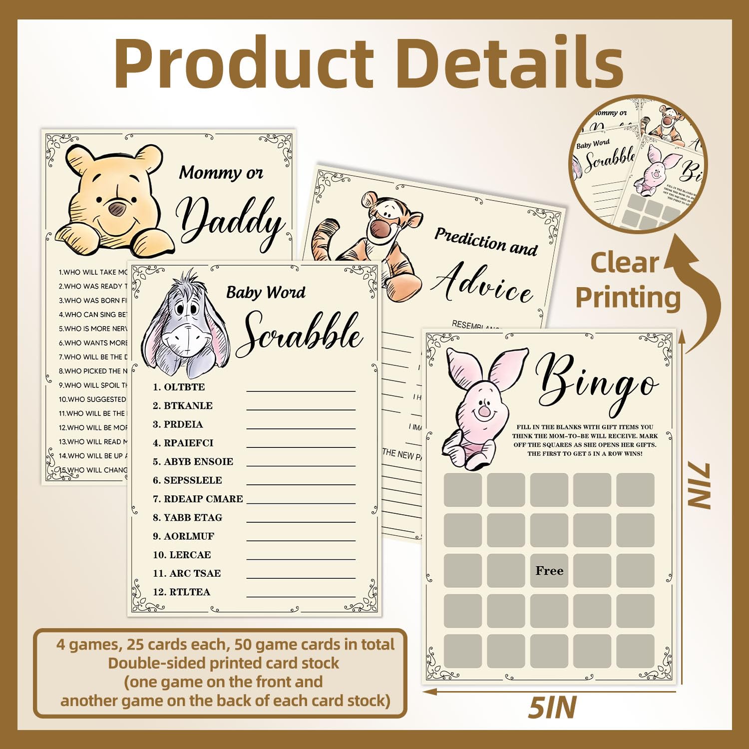 Guawubiang Winnie game set displayed with bingo and prediction prompts