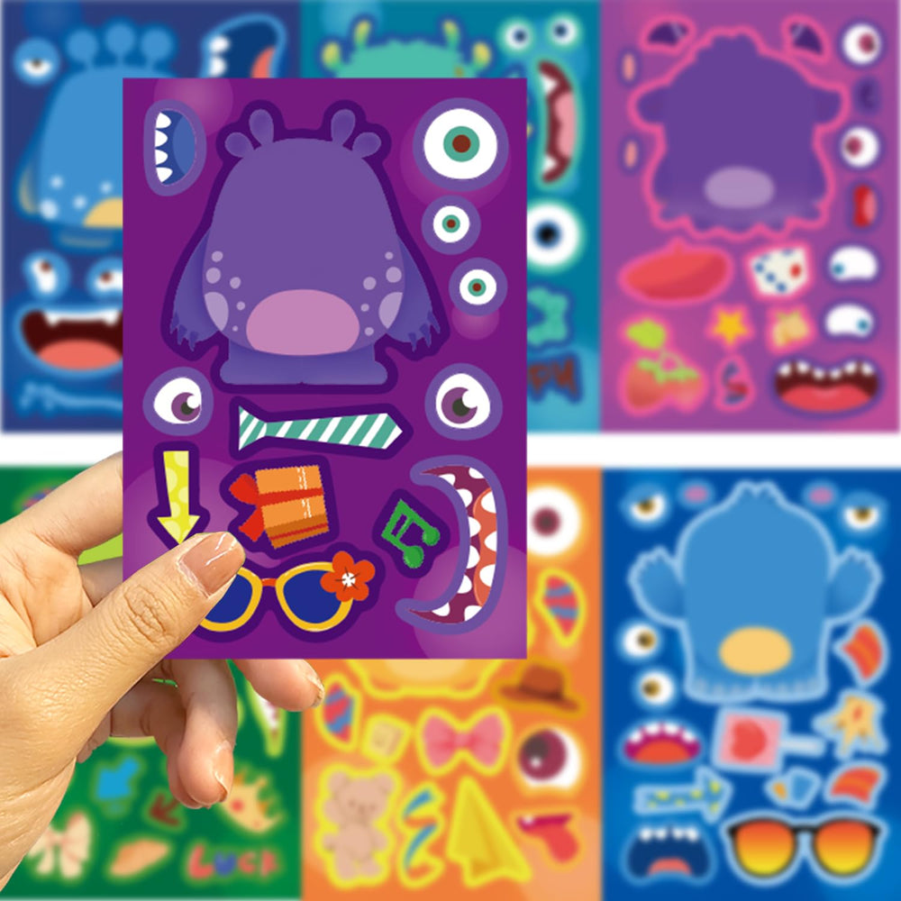GUBPHK monster-face-stickers-sheet-03 showing mix-and-match monster designs for creative play.