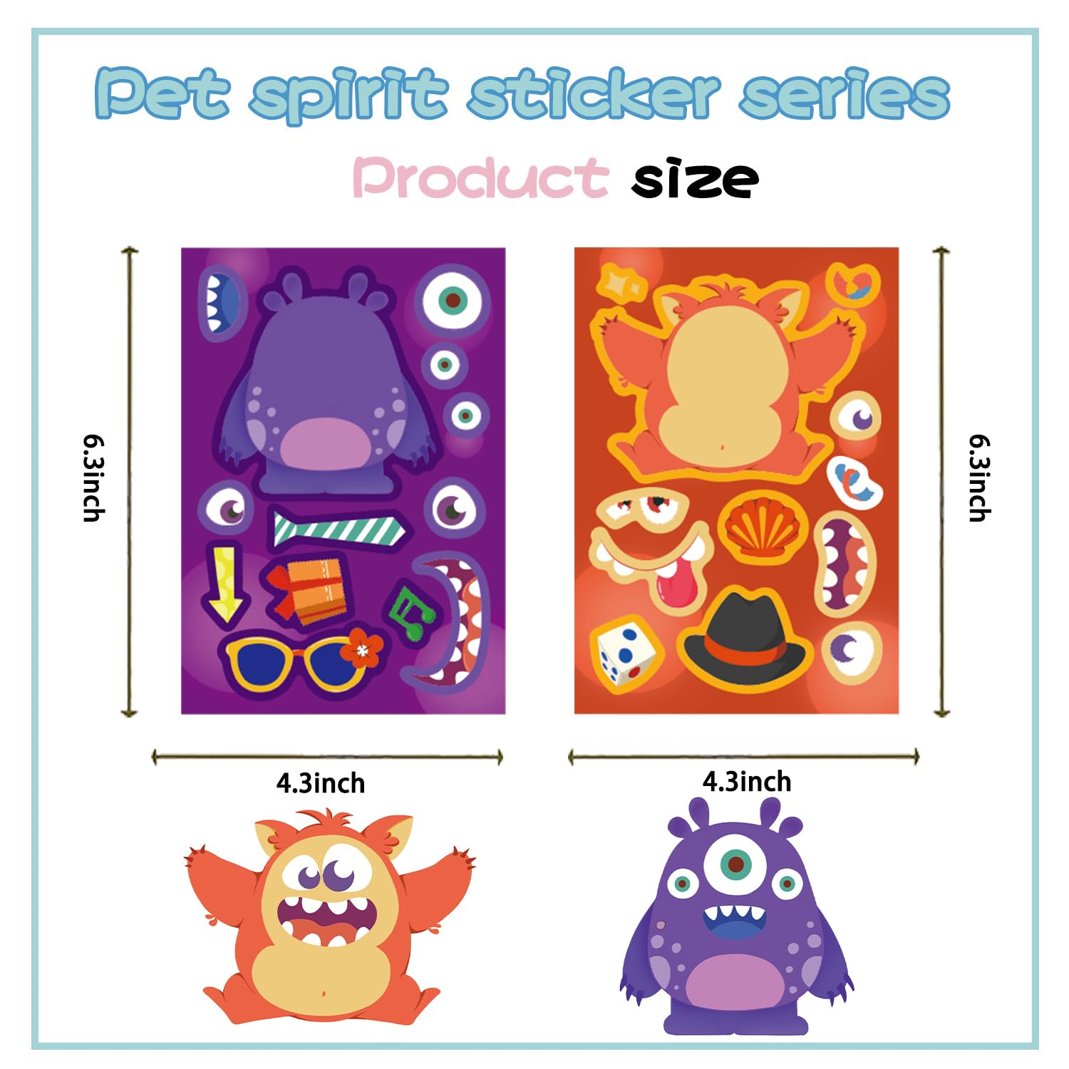 GUBPHK monster-face-stickers-sheet-04 sticks smoothly on notebooks, laptops, and phones.