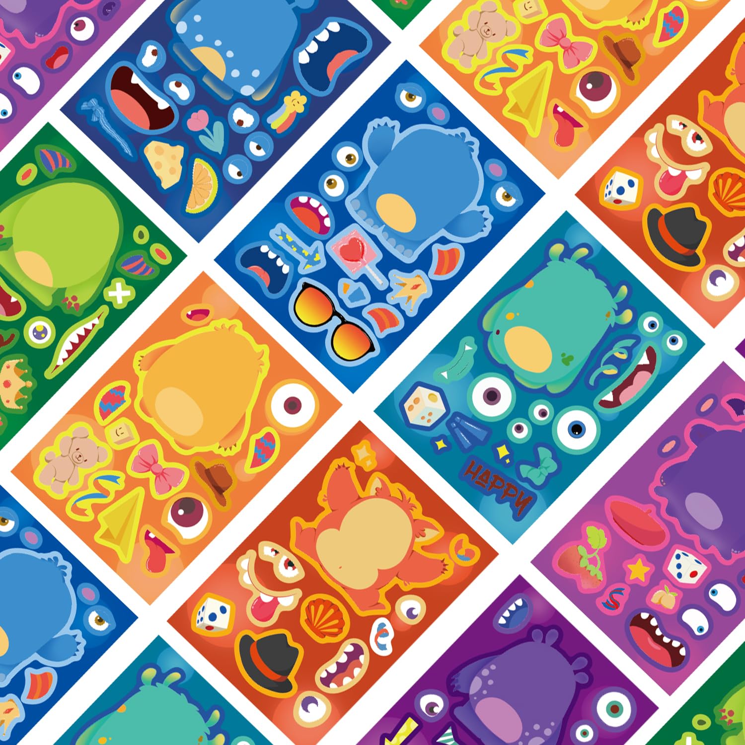 GUBPHK monster-face-stickers-sheet-05 ideal for party favors and classroom decorating.