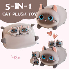 Gudisi Siamese cat plush with kittens inside inspires storytelling and cuddly moments