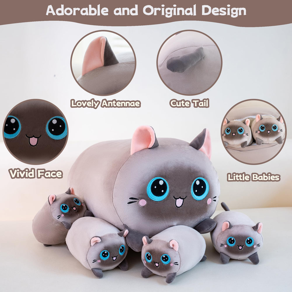 Gudisi Siamese cat plush pillow-like design for cozy hugs
