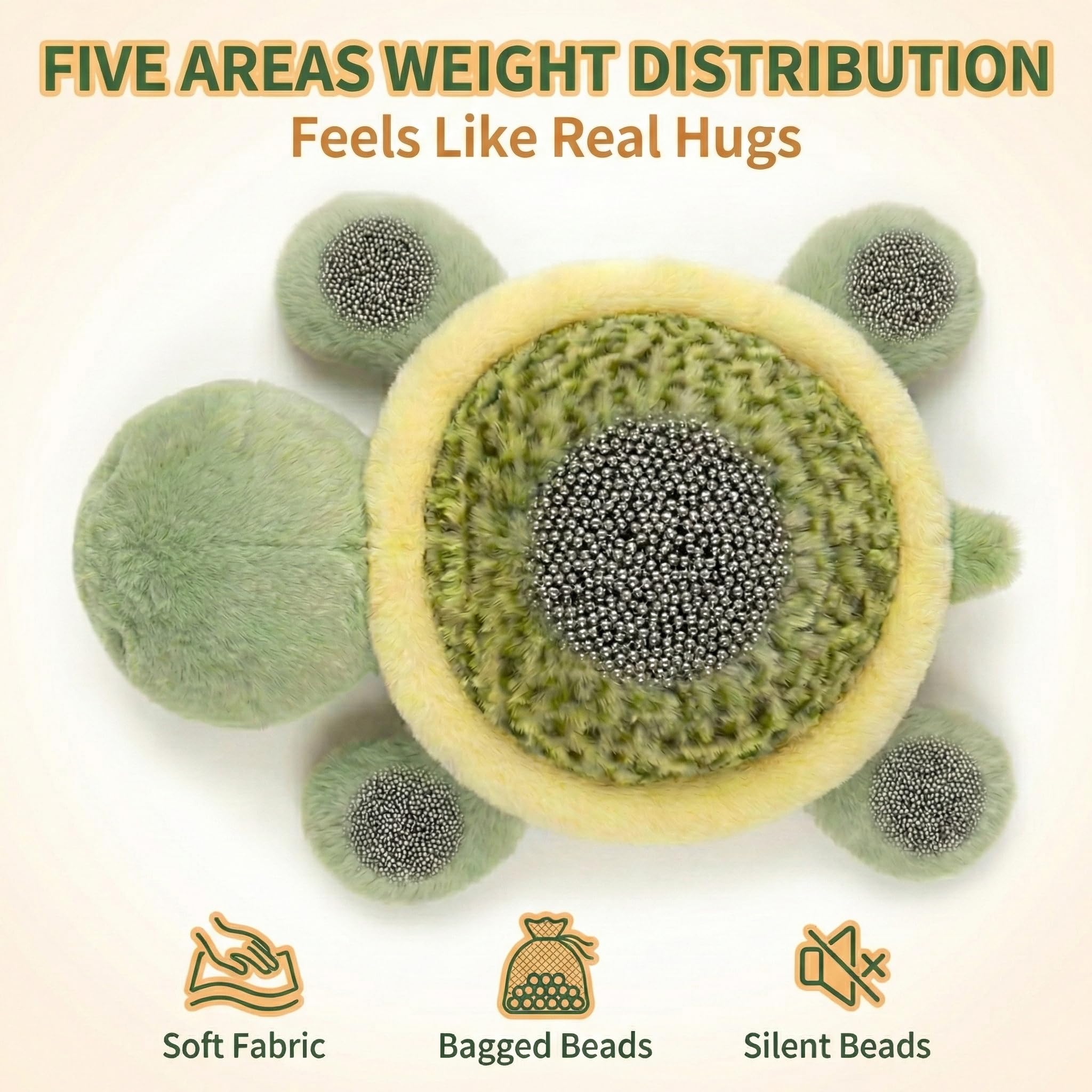 Gudisi weighted turtle plush in a hugging pose, ideal for bedtime and reading sessions.
