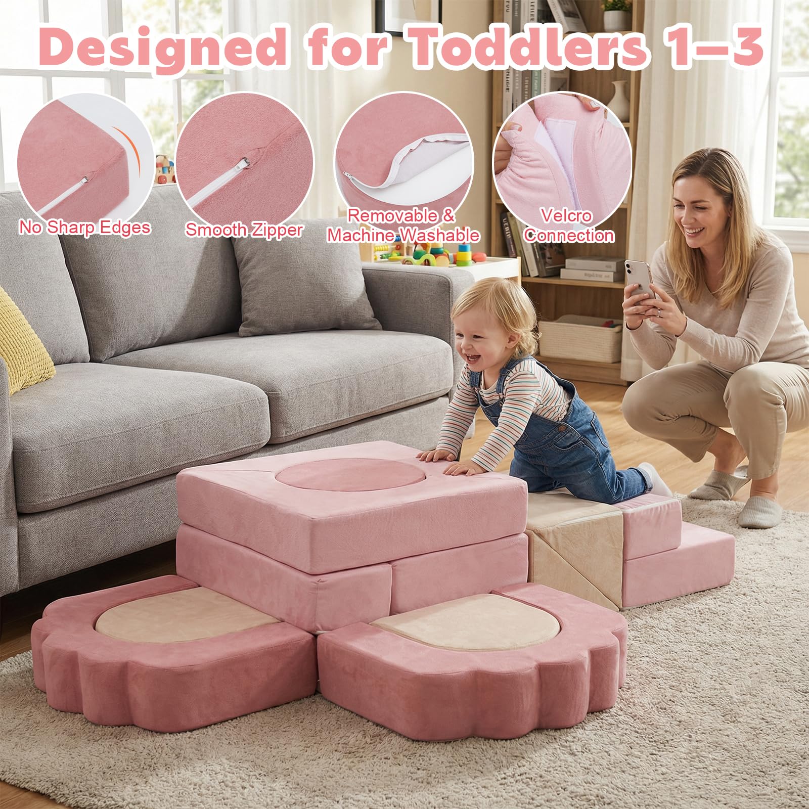 GudoInsole high-density foam blocks support confident toddler climbing and crawling