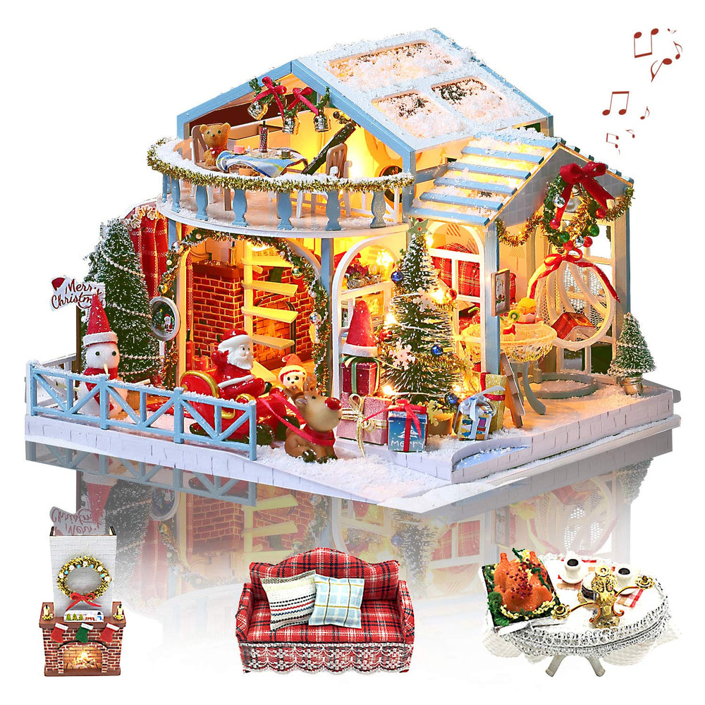 GuDoQi DIY dollhouse exterior view, ideal for stylish shelf display.