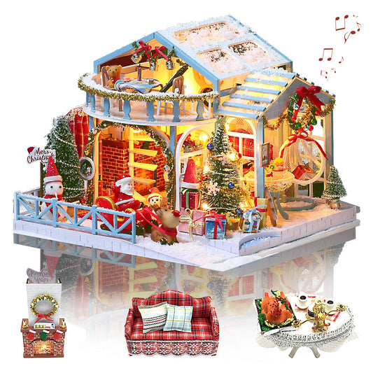GuDoQi DIY dollhouse exterior view, ideal for stylish shelf display.