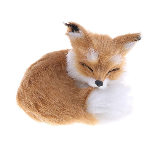 GUDVES realistic brown fox statue with lifelike fur enhances cozy home decor.