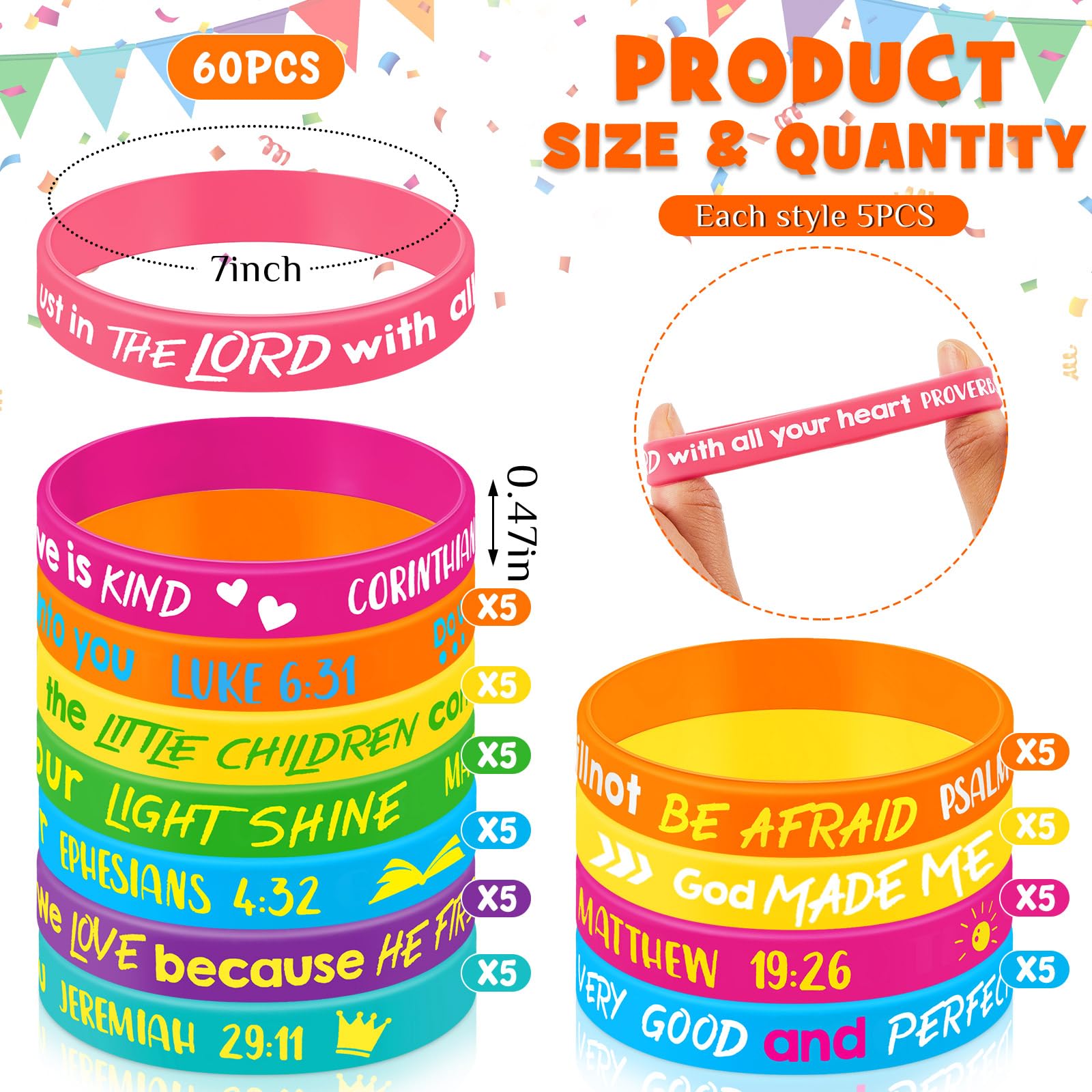 Gueevin Bible Verse Bracelets colorful pack, ideal for school events and rewards.