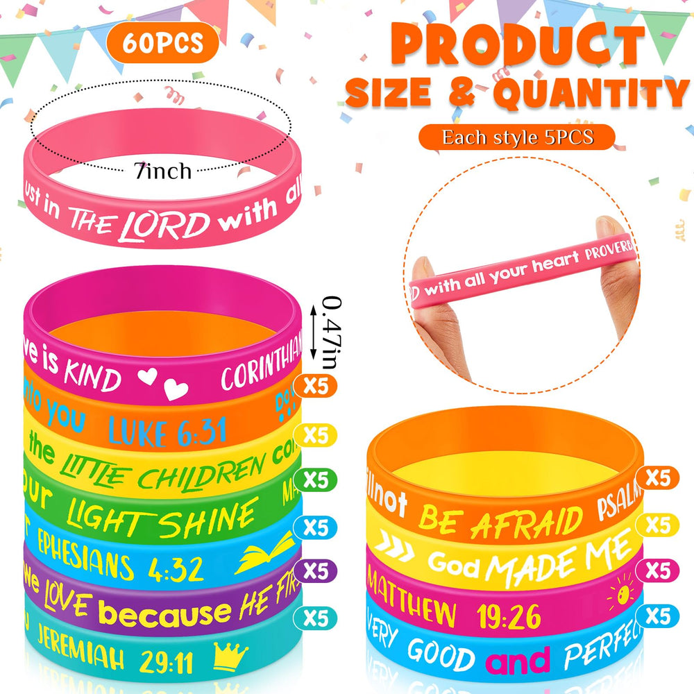 Gueevin Bible Verse Bracelets colorful pack, ideal for school events and rewards.