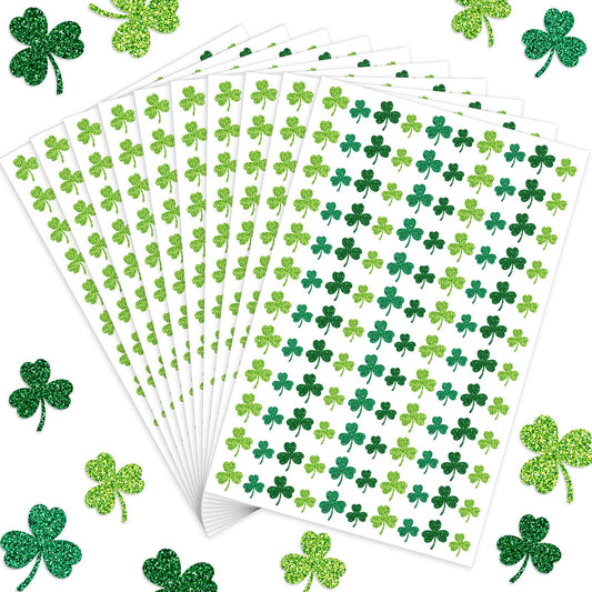 Gueevin glitter shamrock stickers on a sheet for festive decor and crafts