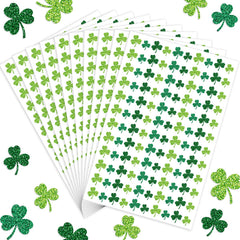 Gueevin glitter shamrock stickers on a sheet for festive decor and crafts