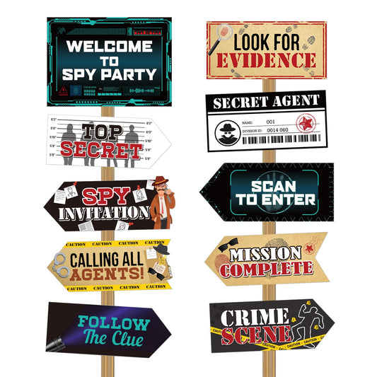 Gueevin Secret Agent Sign directional 1 for yard decor and party navigation