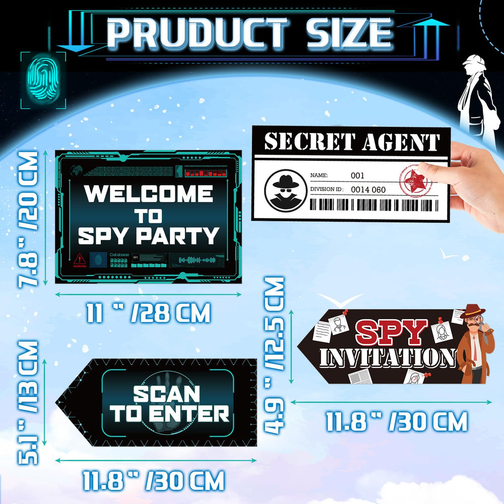 Gueevin Secret Agent Sign directional 2 for indoor clues and photo props