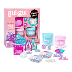 Gui Gui Slime Kit Duo Pack shows two iridescent slimes for vibrant play.