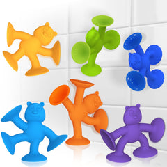 Guibola bear-shaped silicone suction toys for toddlers develop stacking and fine motor skills.