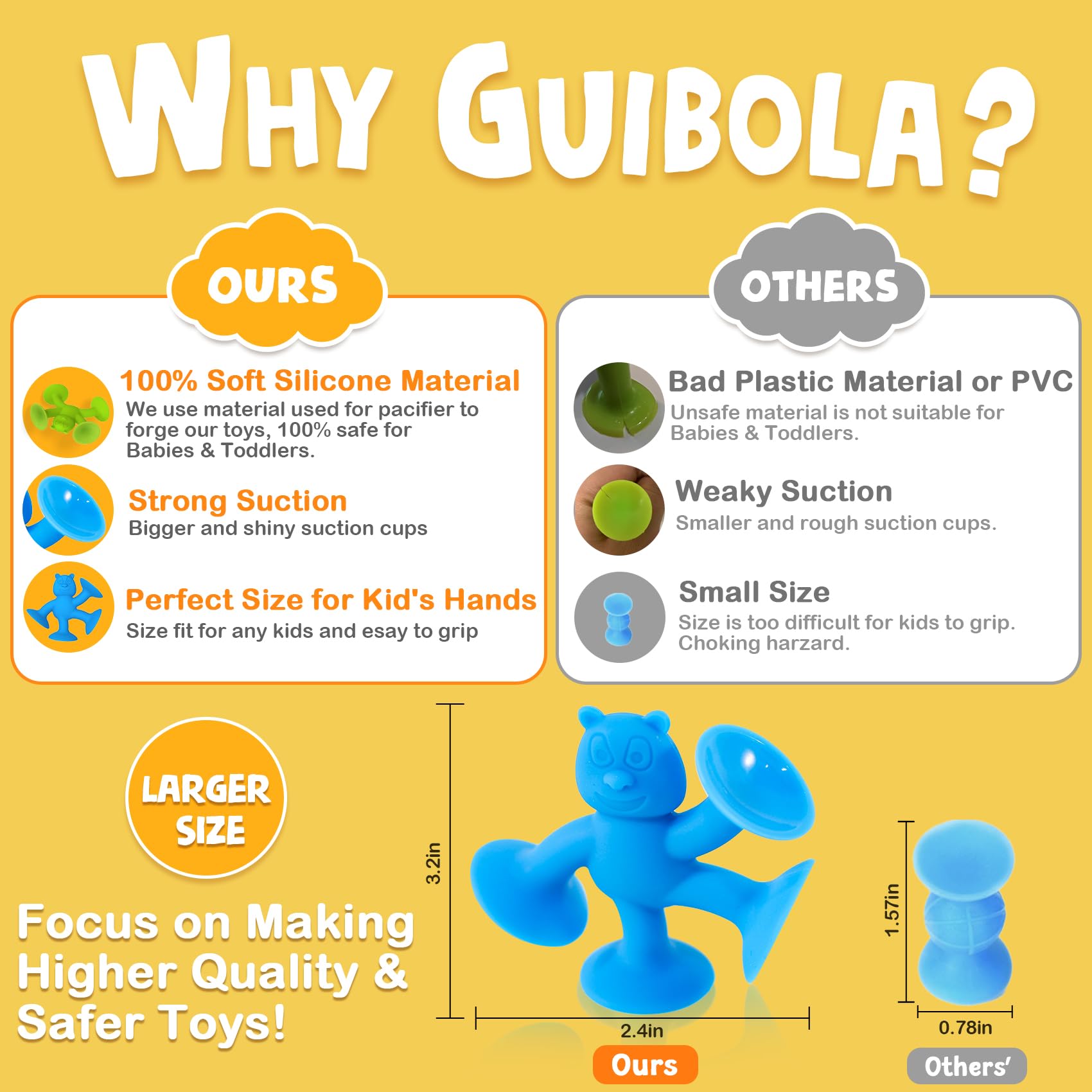 Guibola window-suction toys on a mirror encourage safe, engaging window exploration.