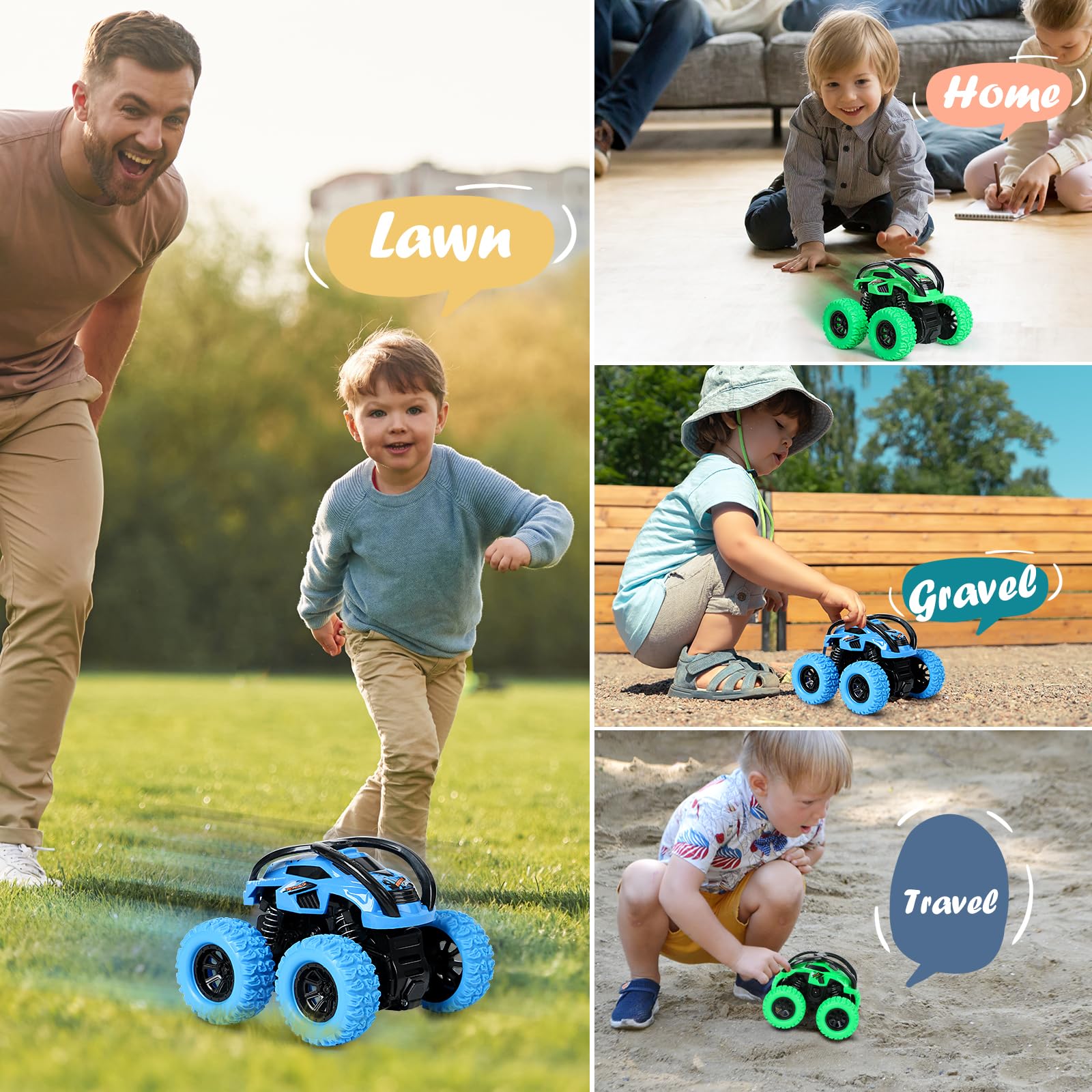 GUIGUZHJ 360 stunt cars provide quick action and obstacle-crossing fun.