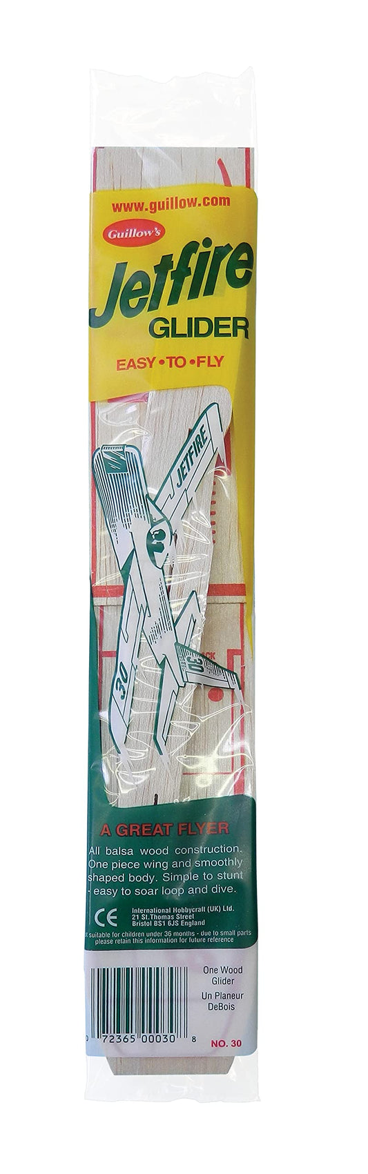 Guillow's Jetfire gliders reach up to 25 feet for park or classroom demos.
