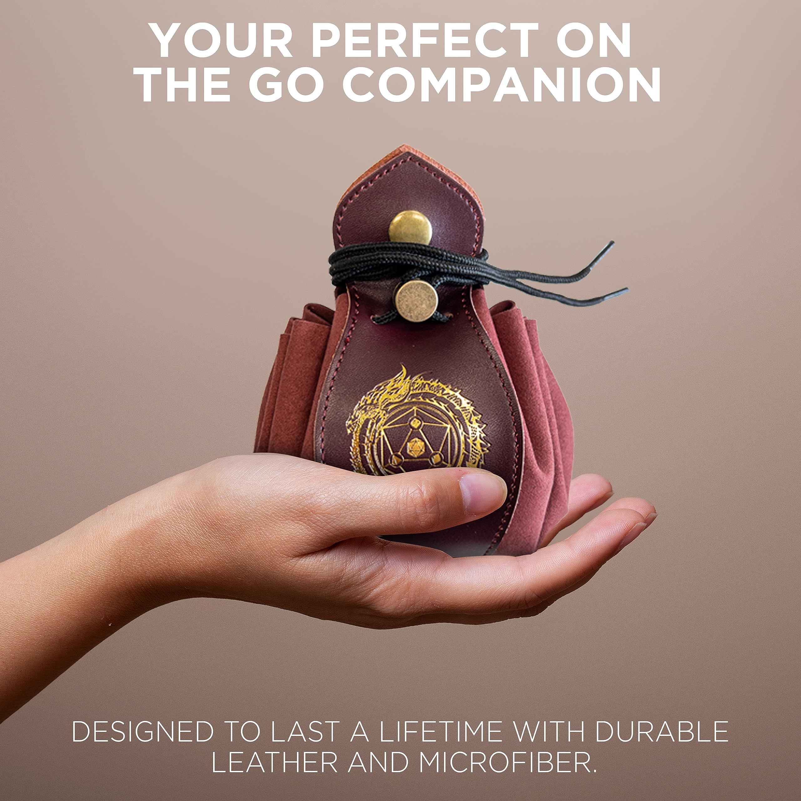 Guilt Free Gaming brass button closure and microfiber interior protecting coins and tokens.