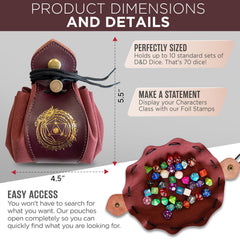 Guilt Free Gaming drawstring access for quick selection of dice or coins during play.