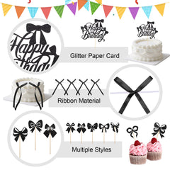 Guiqulai black bow cupcake topper provides a cute focal point for desserts.