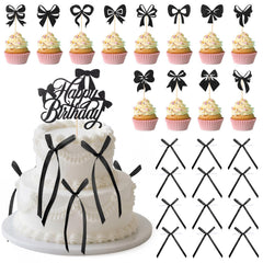 Guiqulai black bow toppers are lightweight and easy to insert into desserts.