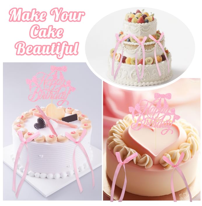Guiqulai bow cake toppers set includes 12 cupcake toppers for quick decorating