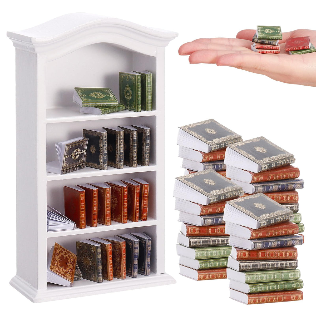 Guiqulai 36-piece dollhouse books on 12-scale display collection for realistic shelves