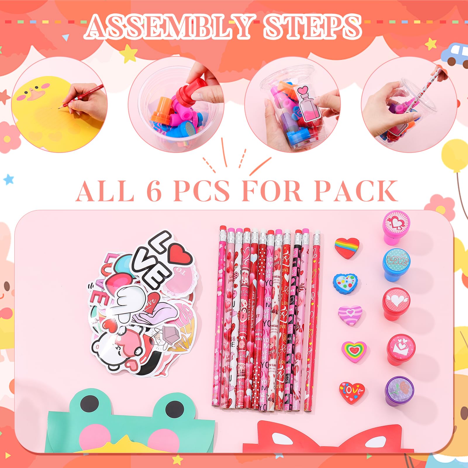 Guiqulai heart-shaped pencils add a cheerful touch to valentines messages.