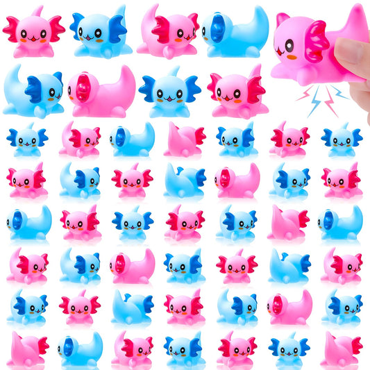 Guiqulai mini axolotl squeak bath toy, bright colors for bath time fun